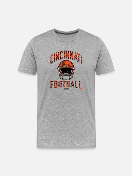 Cincinnati Football – Helmet & Tiger Style - Men's Premium Organic T-Shirt - heather grey