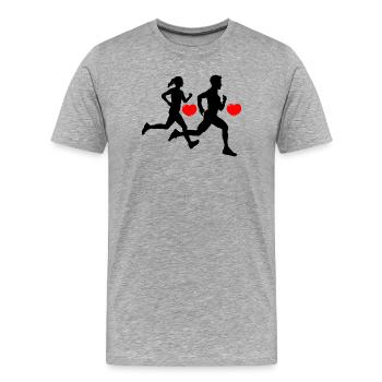 Courir ensemble - T-shirt bio Premium Homme - gris chiné - Devant - Damien (186cm)