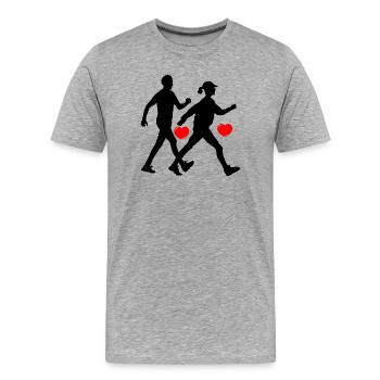 Two walkers with hearts - Men's Premium Organic T-Shirt - heather grey - Front - Damien (186cm)