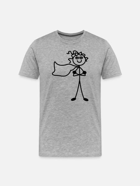 Super girl with cape - Men's Premium Organic T-Shirt - heather grey