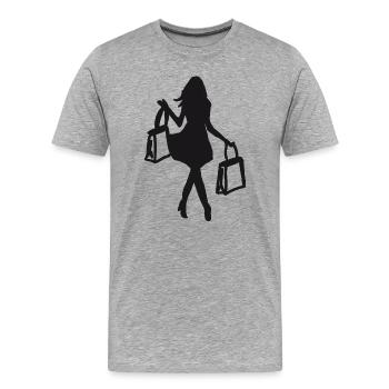 Shopping Woman - Men's Premium Organic T-Shirt - heather grey - Front - Damien (186cm)