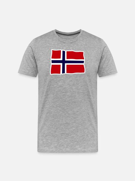 Norvège Drapeau ondulé Croix - T-shirt bio Premium Homme - gris chiné