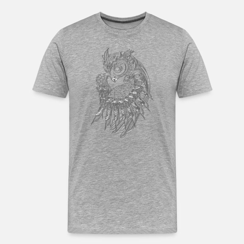Silbernes Eulen-Design - Männer Premium Bio T-Shirt - Grau meliert