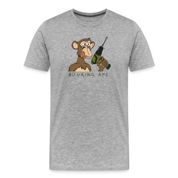 BOHRING APE - Männer Premium Bio T-Shirt - Grau meliert - Vorne - Damien (186cm)