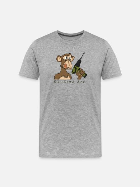 BOHRING APE - Männer Premium Bio T-Shirt - Grau meliert