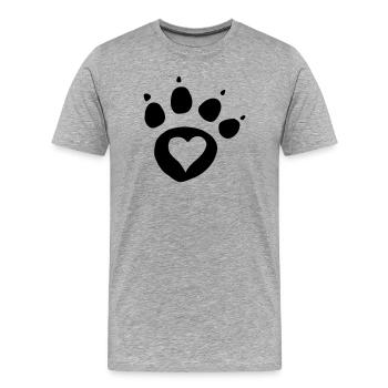 Empreinte de patte de chien patte avec cœur j’adore chien chat - T-shirt bio Premium Homme - gris chiné - Devant - Damien (186cm)