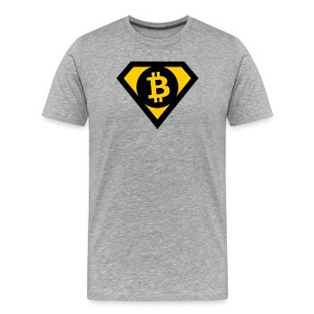 Die Bitcoin Helden - Männer Premium Bio T-Shirt - Grau meliert - Vorne - Damien (186cm)