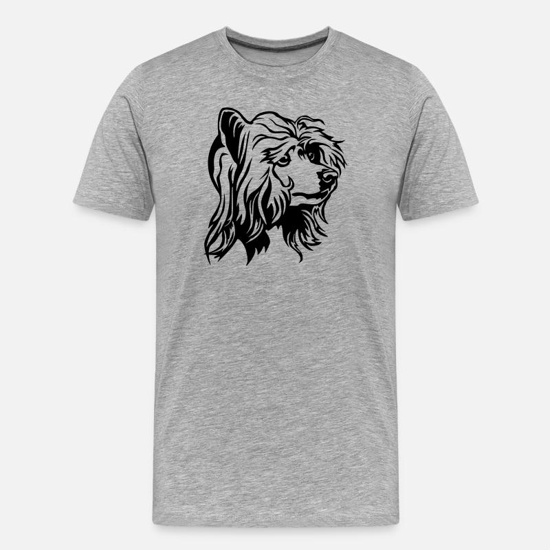 Chinesischer Schopfhund Kopf - Männer Premium Bio T-Shirt - Grau meliert
