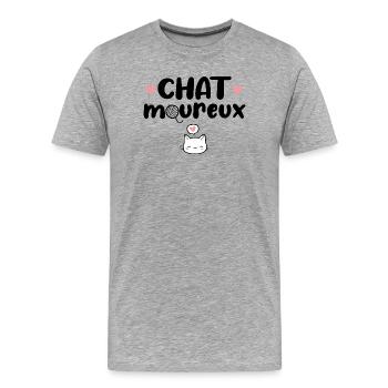 Chatmoureux Humour Chat mignon Amoureux Couple - T-shirt bio Premium Homme - gris chiné - Devant - Damien (186cm)