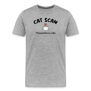 CAT SCAN Manipulatrice radio Chat Radiologie - T-shirt bio Premium Homme - gris chiné - Devant - Damien (186cm)