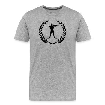 Sportpreis Lorbeerkranz Wintersport Ski Biathlon - Männer Premium Bio T-Shirt - Grau meliert - Vorne - Damien (186cm)