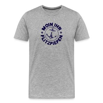 Moin Ihr Flitzpiepen Typisch Plattdeutsch Anker - Männer Premium Bio T-Shirt - Grau meliert - Vorne - Damien (186cm)