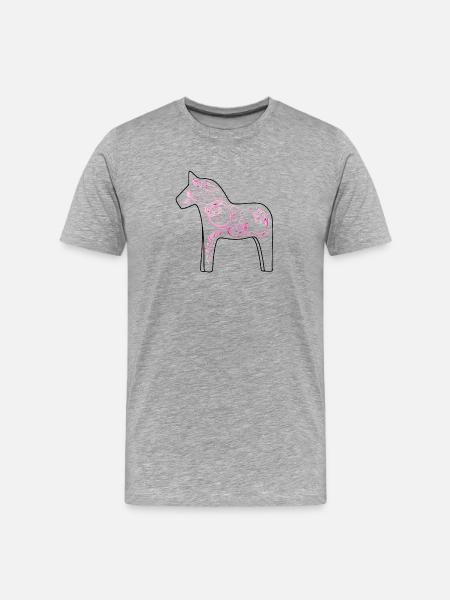 Dala Cheval Rose - T-shirt bio Premium Homme - gris chiné