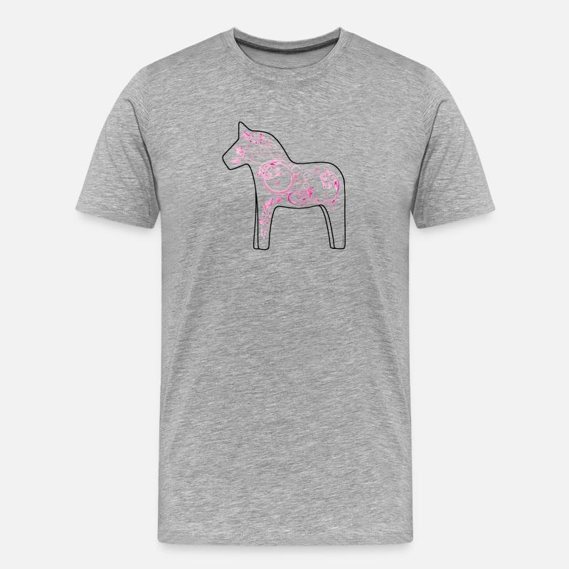 Dala Pferd Pink - Männer Premium Bio T-Shirt - Grau meliert