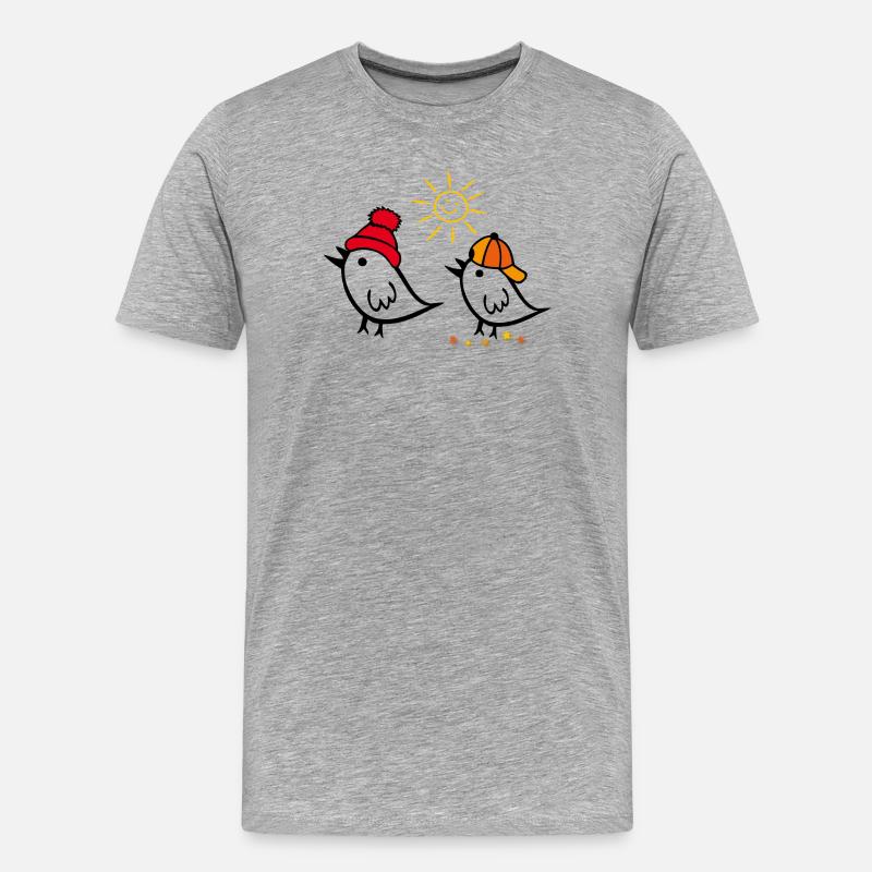 Frühling, Sonne, Spatz - Männer Premium Bio T-Shirt - Grau meliert