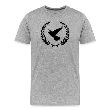 Brieftaube im Lorbeerkranz - Männer Premium Bio T-Shirt - Grau meliert - Vorne - Damien (186cm)