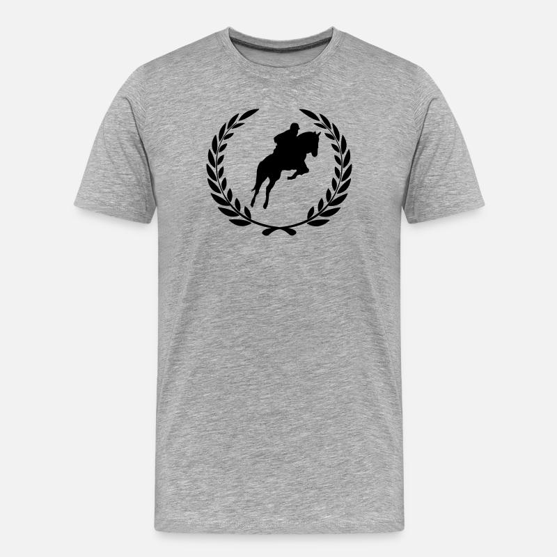Sportpreis Lorbeerkranz-Springreiter - Männer Premium Bio T-Shirt - Grau meliert