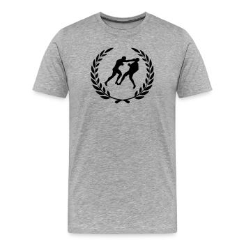 Sportpreis Lorbeerkranz KO Boxen - Männer Premium Bio T-Shirt - Grau meliert - Vorne - Damien (186cm)