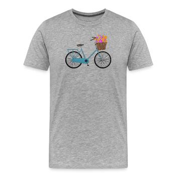 Fahrrad mit bunten Blumen im Korb - Männer Premium Bio T-Shirt - Grau meliert - Vorne - Damien (186cm)