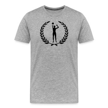 Sportpreis Lorbeerkranz Volleyball 3 - Männer Premium Bio T-Shirt - Grau meliert - Vorne - Damien (186cm)