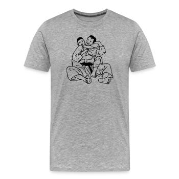 Pince de cou Jiujitsu - T-shirt bio Premium Homme - gris chiné - Devant - Damien (186cm)