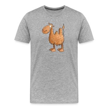Drolliges Kamel I Tiere - Männer Premium Bio T-Shirt - Grau meliert - Vorne - Damien (186cm)