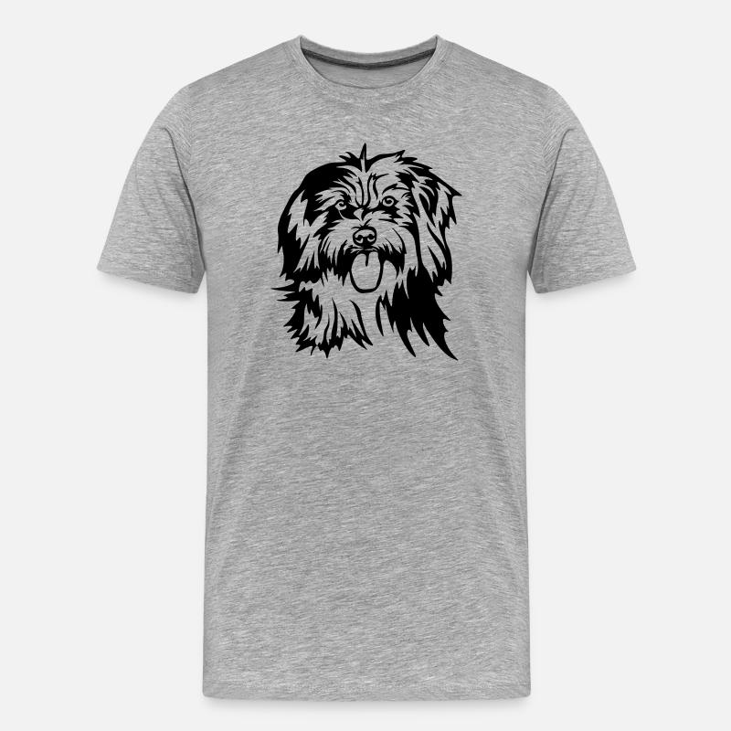 Berger des Pyreneés Kopf - Männer Premium Bio T-Shirt - Grau meliert
