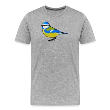 Sweet Blue – Bird,, Songbirds, Garden Birds - Men's Premium Organic T-Shirt - heather grey - Front - Damien (186cm)
