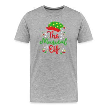 Musikalischer Elf Wichtel Weihnachten - Männer Premium Bio T-Shirt - Grau meliert - Vorne - Damien (186cm)