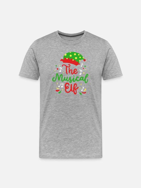 Musikalischer Elf Wichtel Weihnachten - Männer Premium Bio T-Shirt - Grau meliert