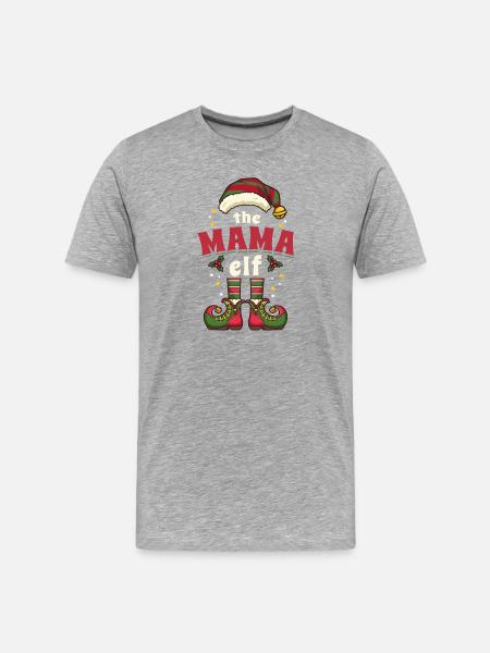 Mama Elf Wichtel Weihnachten - Männer Premium Bio T-Shirt - Grau meliert
