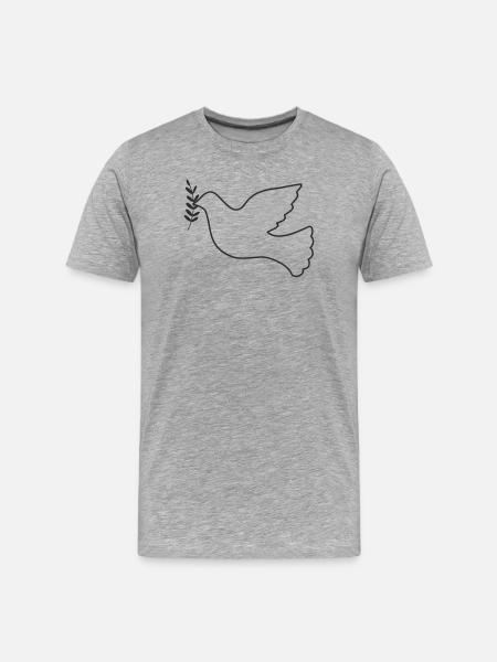 Friedenstaube mit Zweig - Männer Premium Bio T-Shirt - Grau meliert