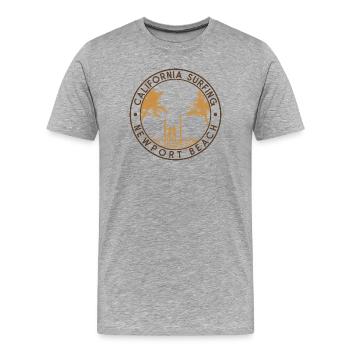 Newport Beach – California Surfing Emblem Description - Men's Premium Organic T-Shirt - heather grey - Front - Damien (186cm)