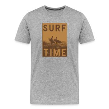 Affiche vintage Surftime - T-shirt bio Premium Homme - gris chiné - Devant - Damien (186cm)