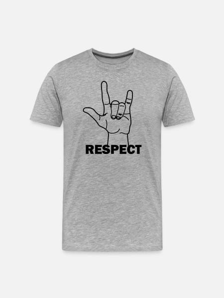 Hand gesture respect with text RESPECT - Men's Premium Organic T-Shirt - heather grey