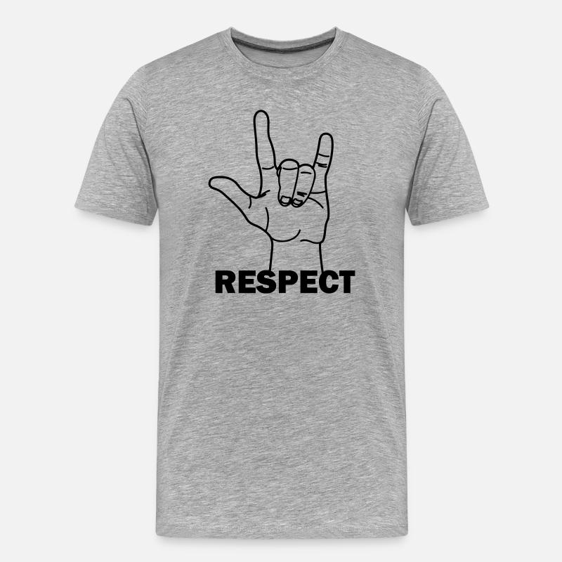 Handgeste Respekt mit Text RESPEKT - Männer Premium Bio T-Shirt - Grau meliert