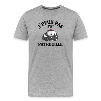 police, je suis policier, patrouille de police - T-shirt bio Premium Homme - gris chiné - Devant - Damien (186cm)