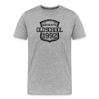 Authentic old school 1992 - Men's Premium Organic T-Shirt - heather grey - Front - Damien (186cm)