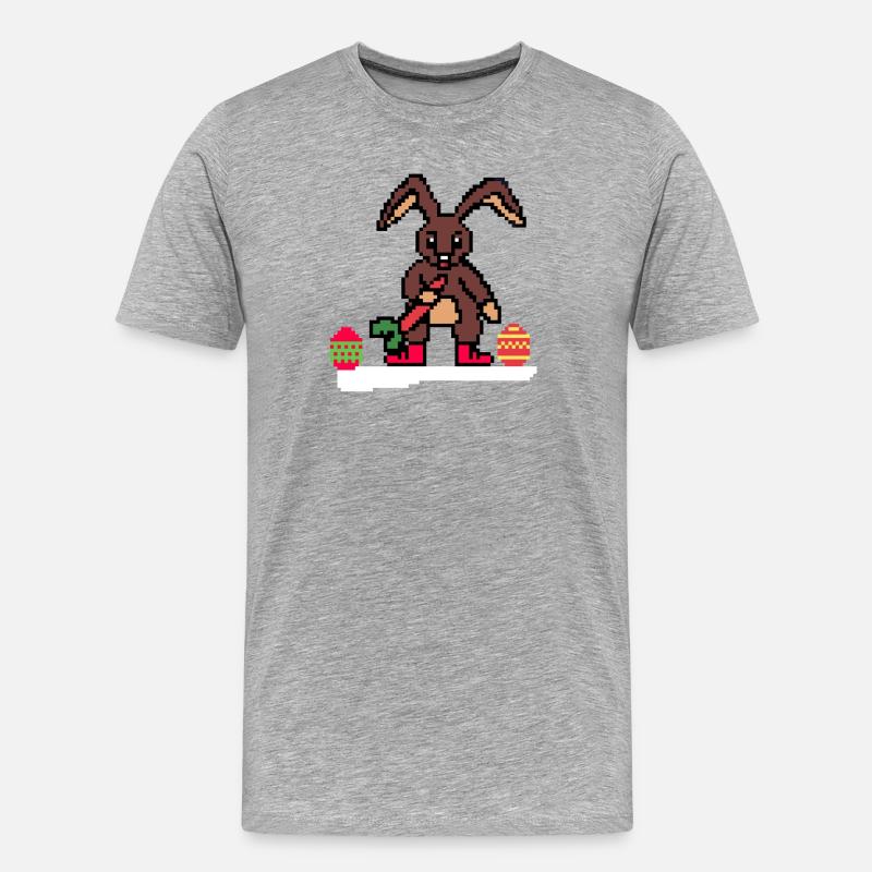 Cute Easter Bunny Pixel Art - Men's Premium Organic T-Shirt - heather grey