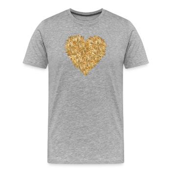 Herz aus Stroh in leuchtenden goldgelben Farbtönen - Männer Premium Bio T-Shirt - Grau meliert - Vorne - Damien (186cm)