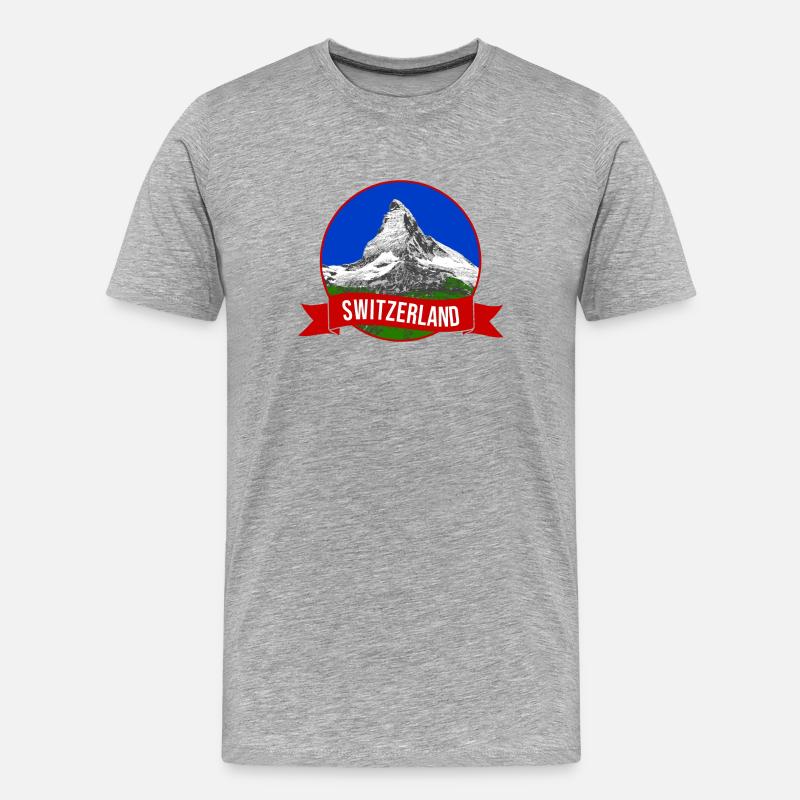 Matterhorn Emblem Schweiz Rundlogo - Männer Premium Bio T-Shirt - Grau meliert