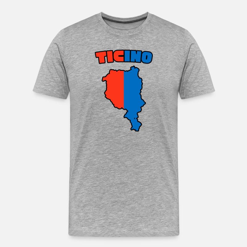 Ticino Karte Rot-Blau - Männer Premium Bio T-Shirt - Grau meliert