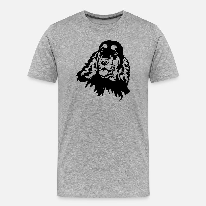 Cocker Spaniel Kopf - Männer Premium Bio T-Shirt - Grau meliert