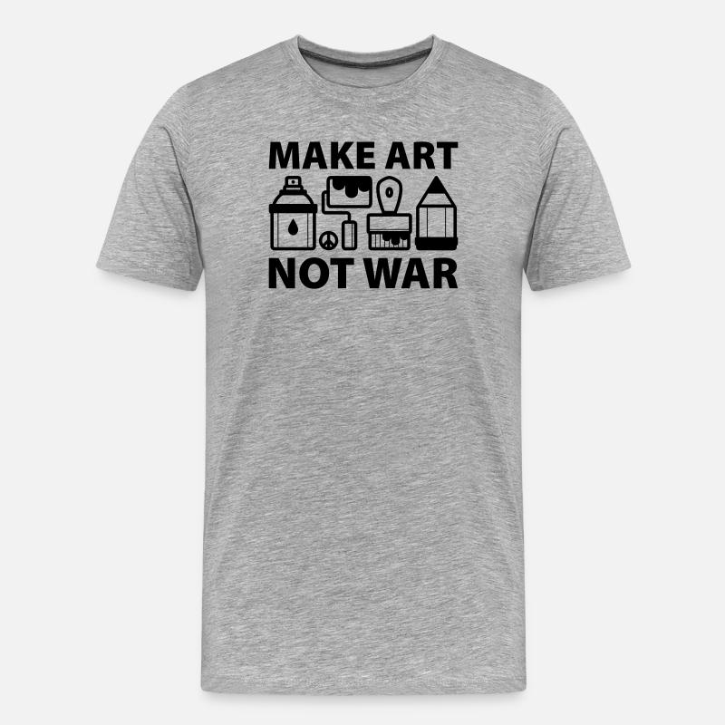 Make art not war - Männer Premium Bio T-Shirt - Grau meliert