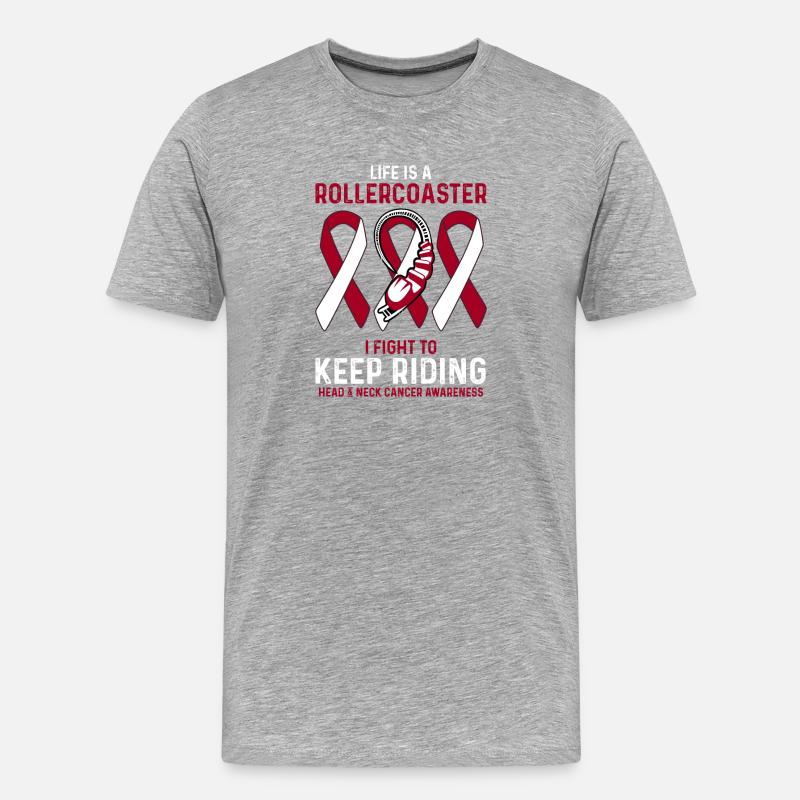 Hoved- og halskræft Kræft Rød Hvid Rutsjebane - Herre Premium T-shirt økologisk - grå meleret