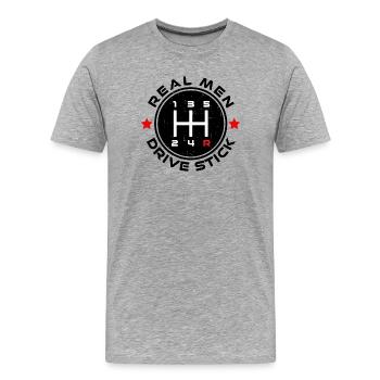 Gangschaltung Auto Cool Statement Autofahren - Männer Premium Bio T-Shirt - Grau meliert - Vorne - Damien (186cm)