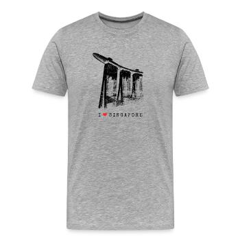 Singapour Marina Bay Vintage Asie J’aime Singapour - T-shirt bio Premium Homme - gris chiné - Devant - Damien (186cm)