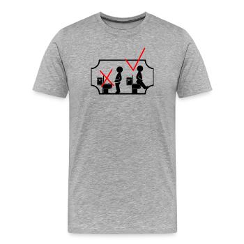 Autocollant TOILETTE - T-shirt bio Premium Homme - gris chiné - Devant - Damien (186cm)