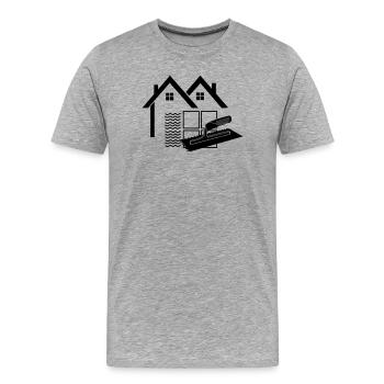 Maison de logo carreleur avec peigne de colle et carreaux - T-shirt bio Premium Homme - gris chiné - Devant - Damien (186cm)