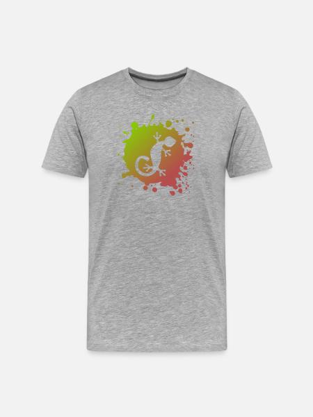 Eidechse Echse - Männer Premium Bio T-Shirt - Grau meliert